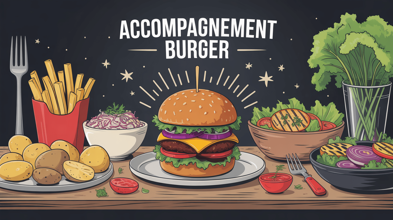 assortiment accompagnement burger sur table festive