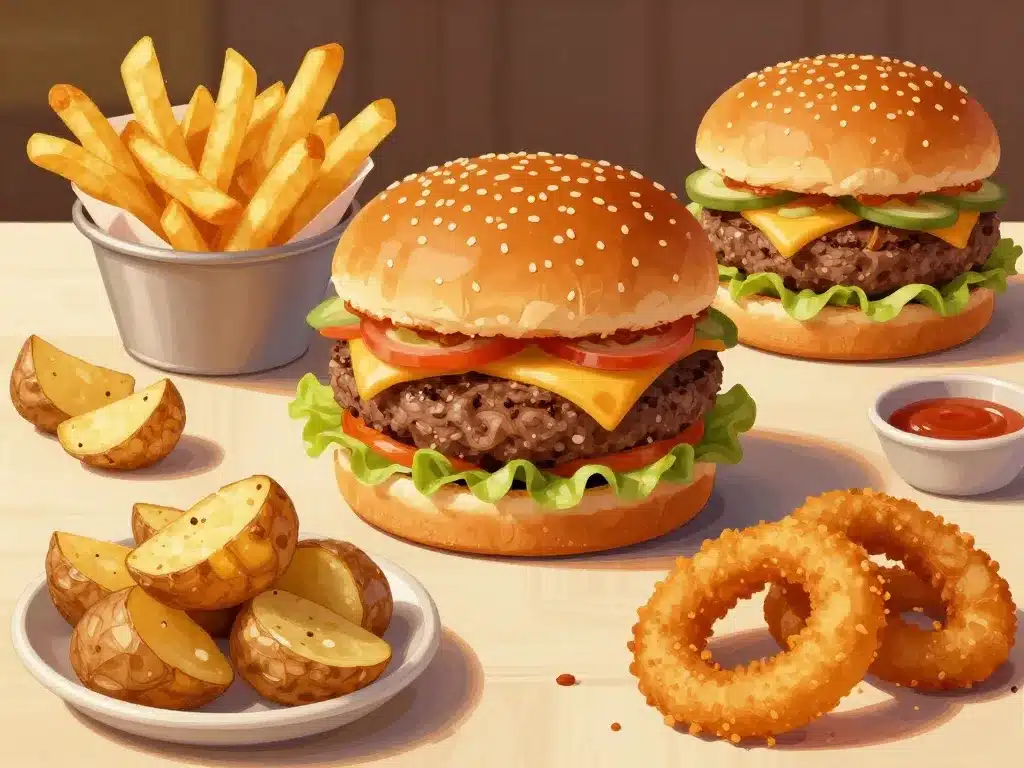 accompagnement burger classiques frites potatoes onion rings