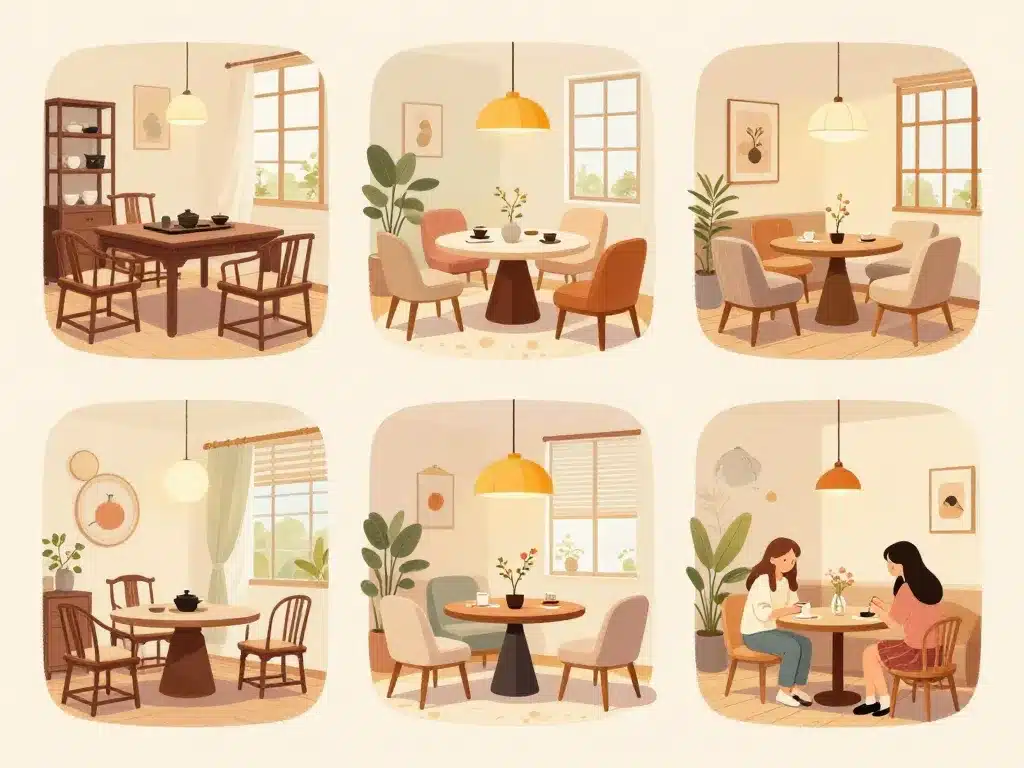 Différents styles salon de thé Lyon ambiance