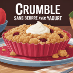 illustration crumble sans beurre avec yaourt plat familial fruits