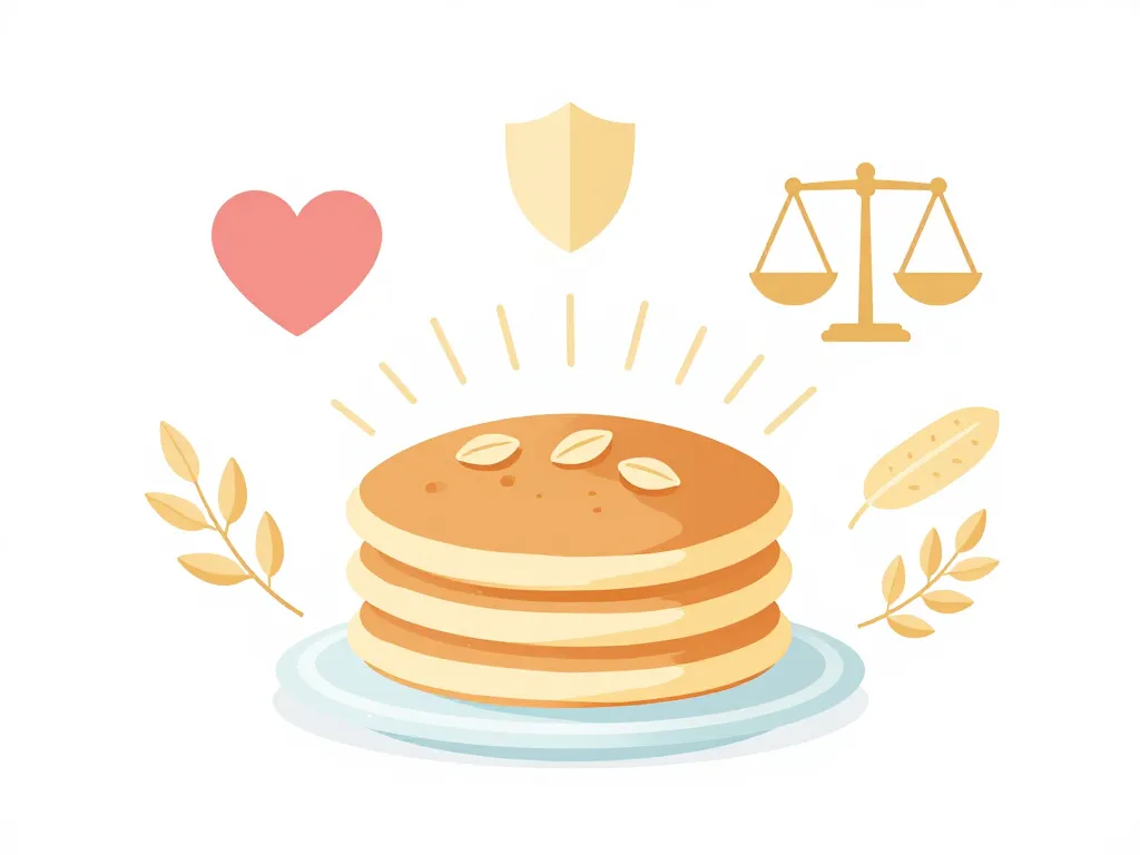 Symboles nutritionnels autour d'une galette aux flocons d'avoine