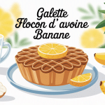 Galette flocon d'avoine banane sur assiette ambiance saine
