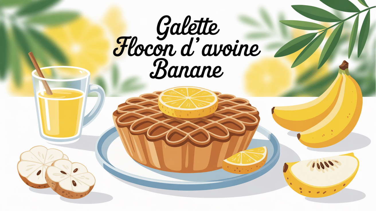 Galette flocon d'avoine banane sur assiette ambiance saine