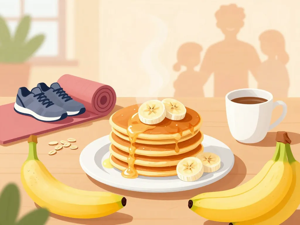 galettes flocons d'avoine banane table petit-déjeuner sain