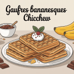 gaufres bananesques chicchew en assiette avec bananes et chocolat