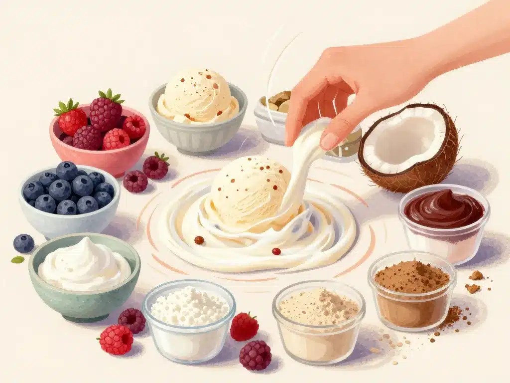 ingrédients sains pour glace sans sucre en illustration