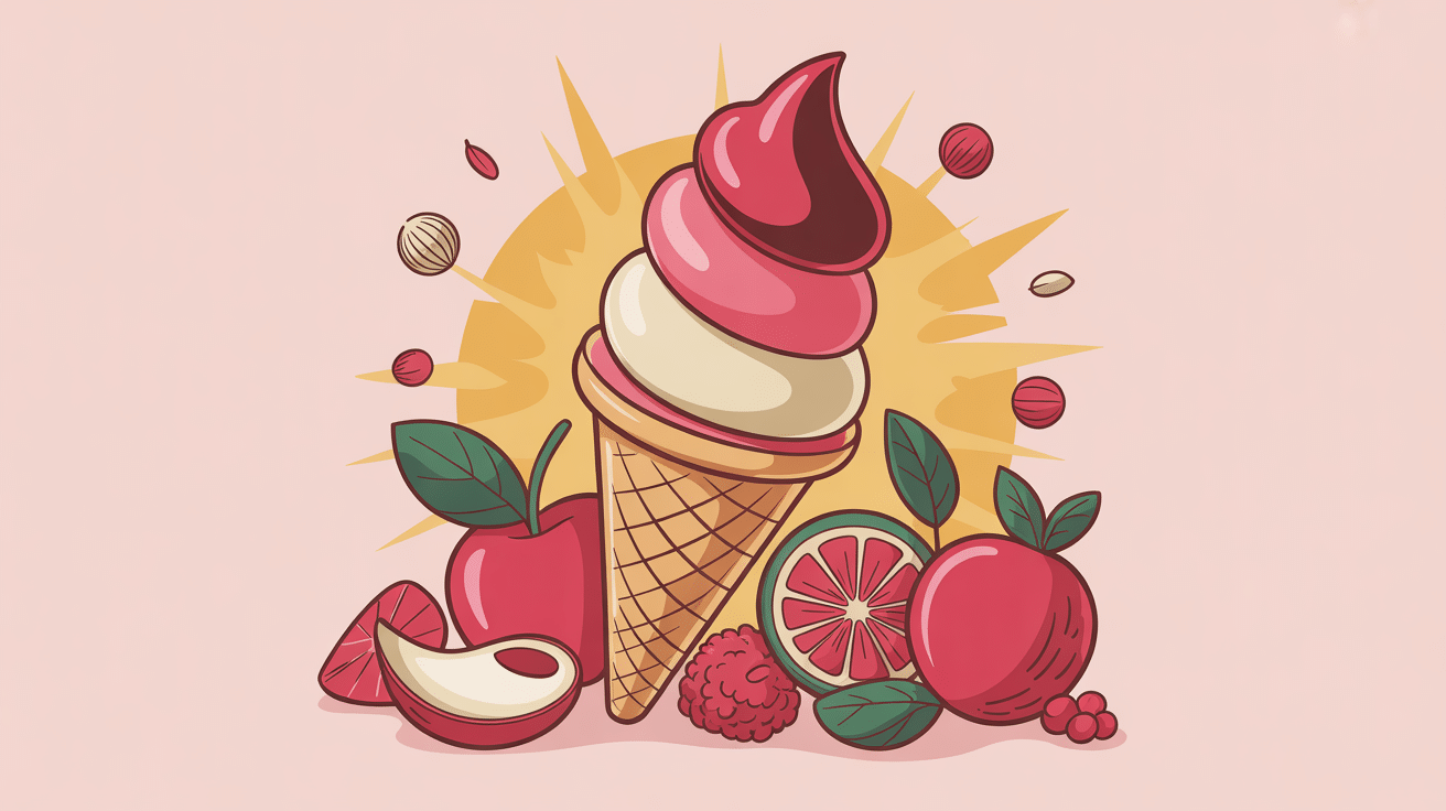 illustration glace sans sucre avec fruits et édulcorants