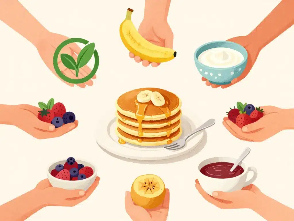 pancake flocon d avoine banane regime adaptation vegan yaourt fruits