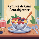 illustration petit dej graine de chia équilibré