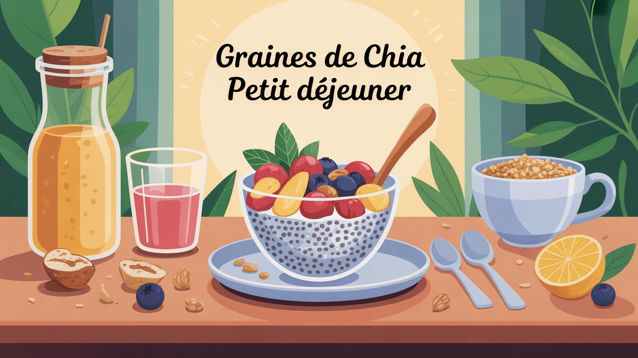 illustration petit dej graine de chia équilibré