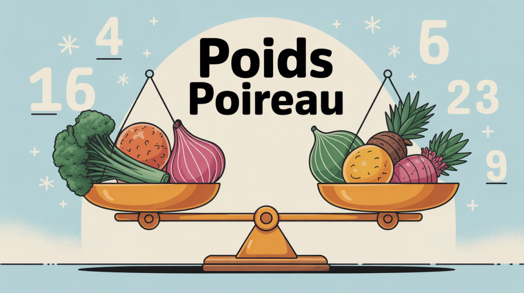 poids poireau illustré sur balance de cuisine