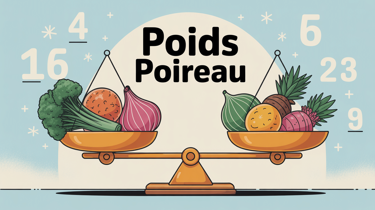 poids poireau illustré sur balance de cuisine