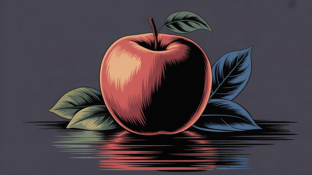 pomme noire fond stylisé illustration centrale