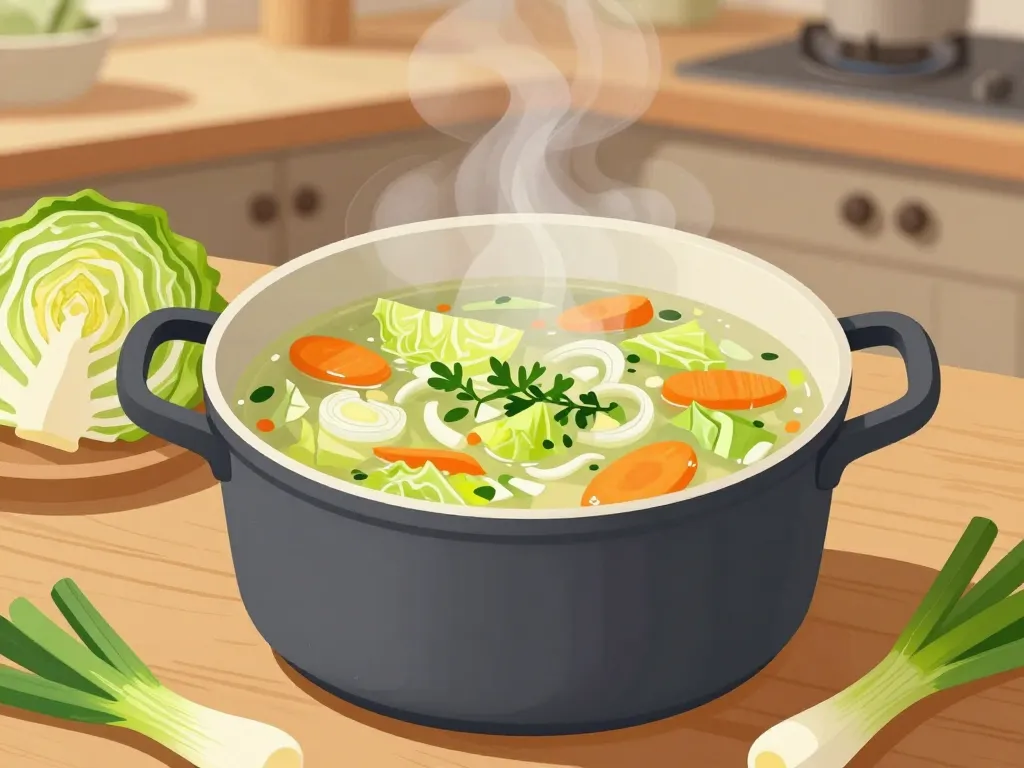 préparation soupe au chou blanc et légumes