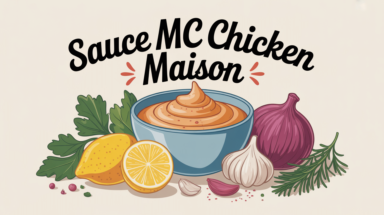 Illustration de sauce mc chicken maison avec ses ingrédients principaux
