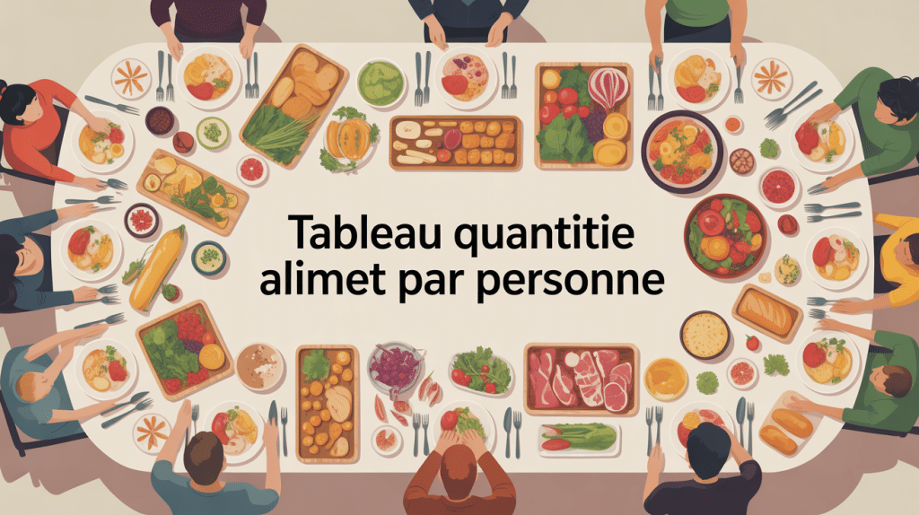 tableau quantité aliment par personne grande table repas