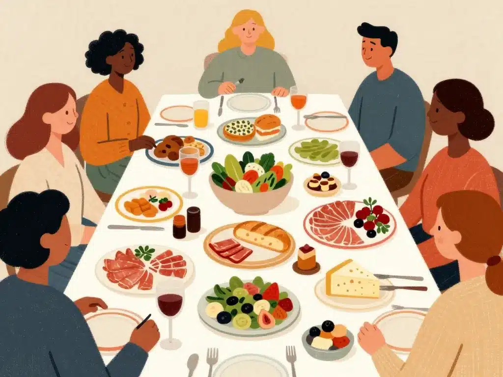 tableau quantité aliment par personne banquet festif buffet