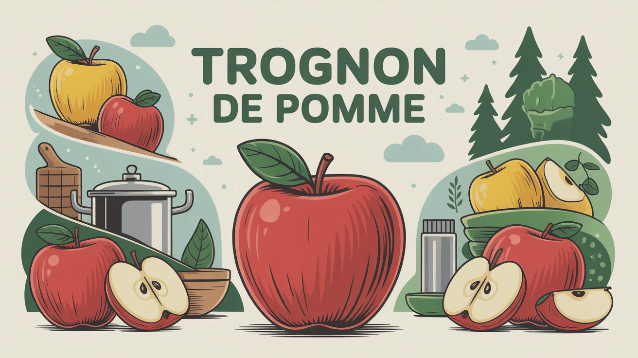Illustration centrale de trognon de pomme, écologie et anti-gaspi
