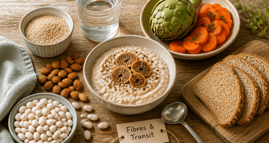aliment riche en fibre constipation bol porridge légumes pain