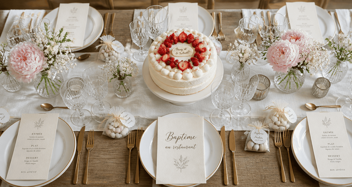 bapteme au restaurant table elegante