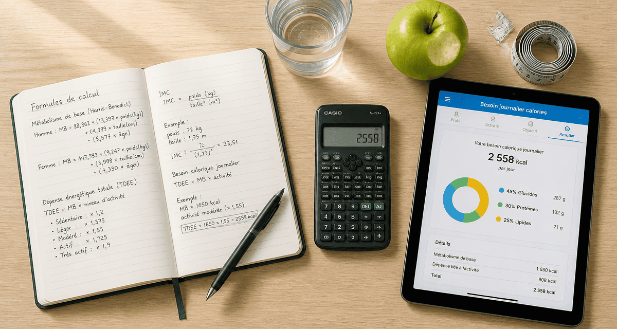 Besoin journalier calories calcul sur bureau avec outils