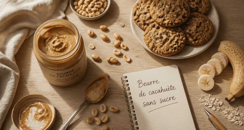 beurre de cacahuete sans sucre pot cuillere cacahuetes