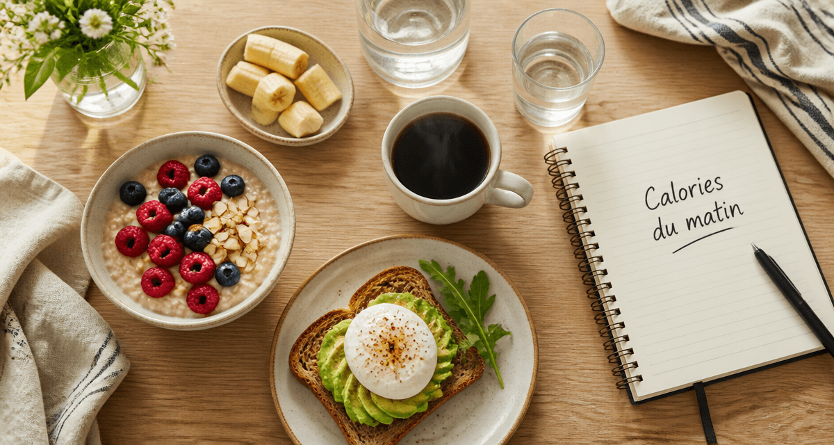 calories au petit dejeuner sur table equilibree