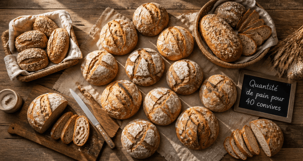 combien de boule de pain pour 40 personnes sur une table