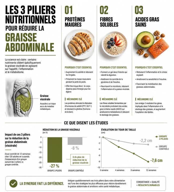 Infographie nutritionnelle sur les aliments pour perdre le ventre et réduire la graisse abdominale