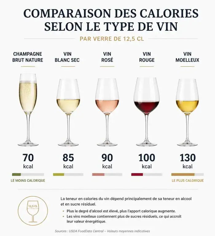 Comparatif des calories par type de vin pour choisir le vin le moins calorique