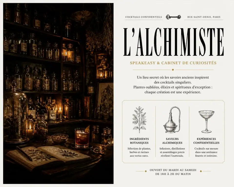 Ambiance immersive du bar speakeasy Liquorium à Paris avec son décor de cabinet de curiosités
