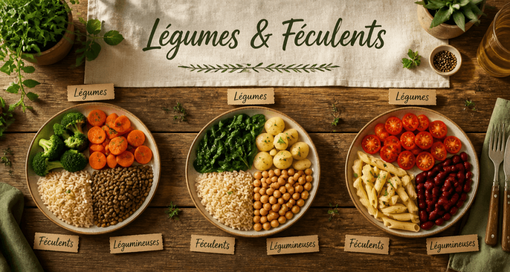 liste des legumes et feculents en assiette