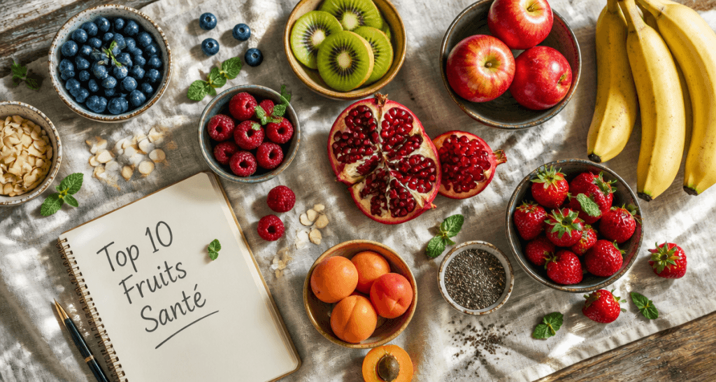 meilleurs fruits pour la sante assortis sur table