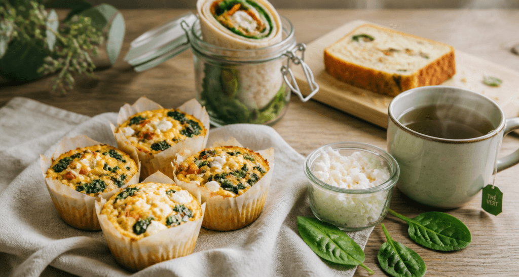 petit dejeuner sale a preparer la veille muffins oeufs epinards feta