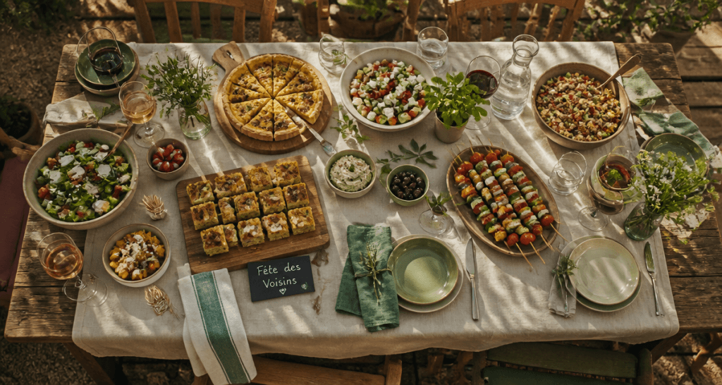 quel plat pour la fête des voisins table de plats à partager