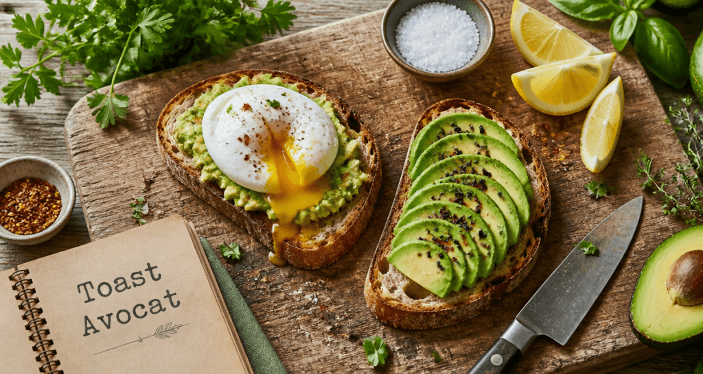 recettes toast avocat sur pain au levain avec œuf et avocat