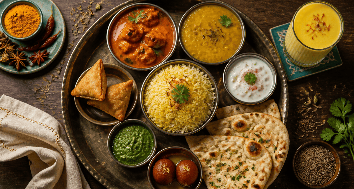 repas indien maison thali et épices
