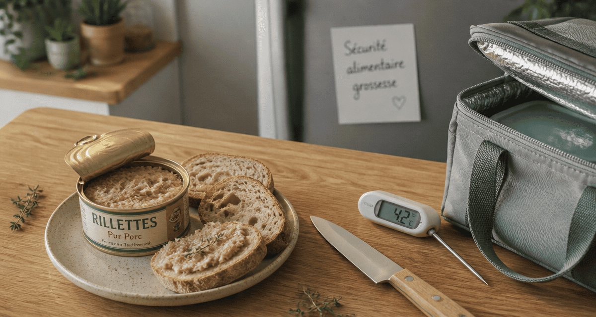 Rillette industrielle et grossesse sur plan de travail