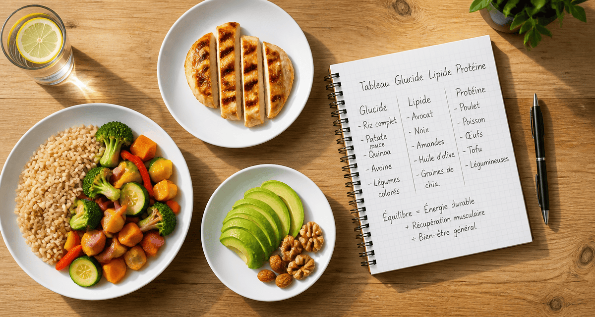 tableau glucide lipide proteine assiettes aliments