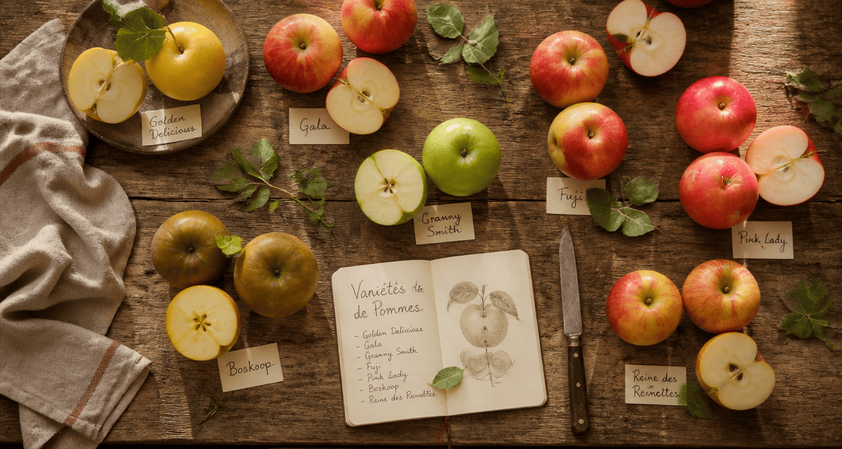varietes de pommes les plus consommees sur table en bois