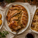Accompagnement pour chapon farci : chapon farci, pommes duchesses et duos de saveurs