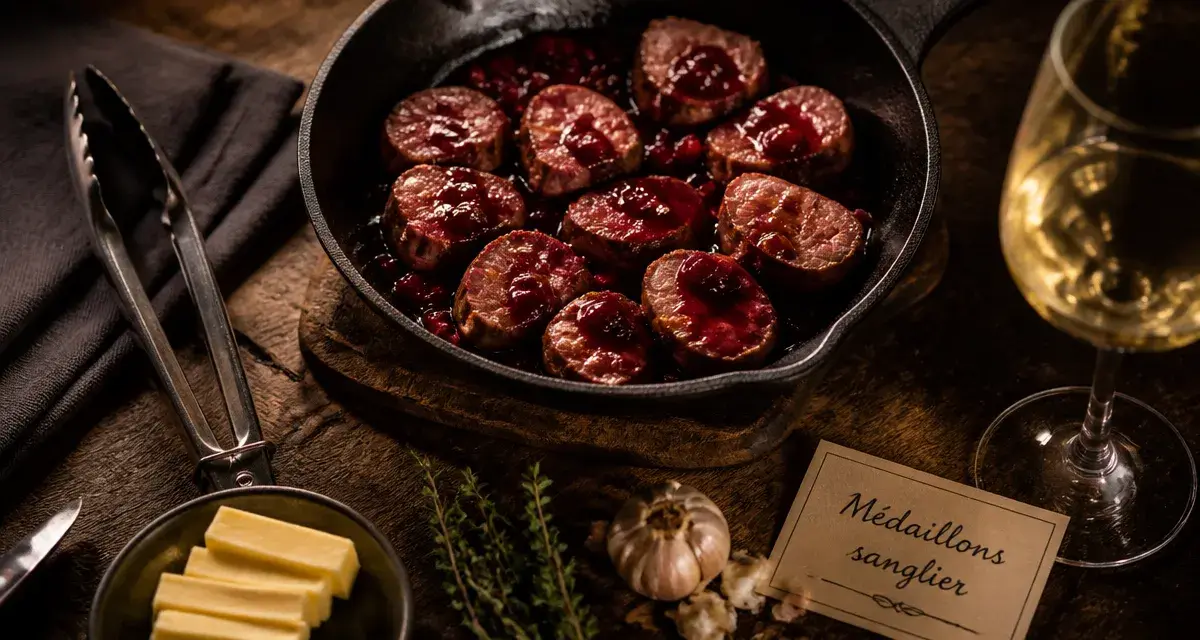 Comment faire cuire du sanglier à la poêle : médaillons rosés, 3 min par face