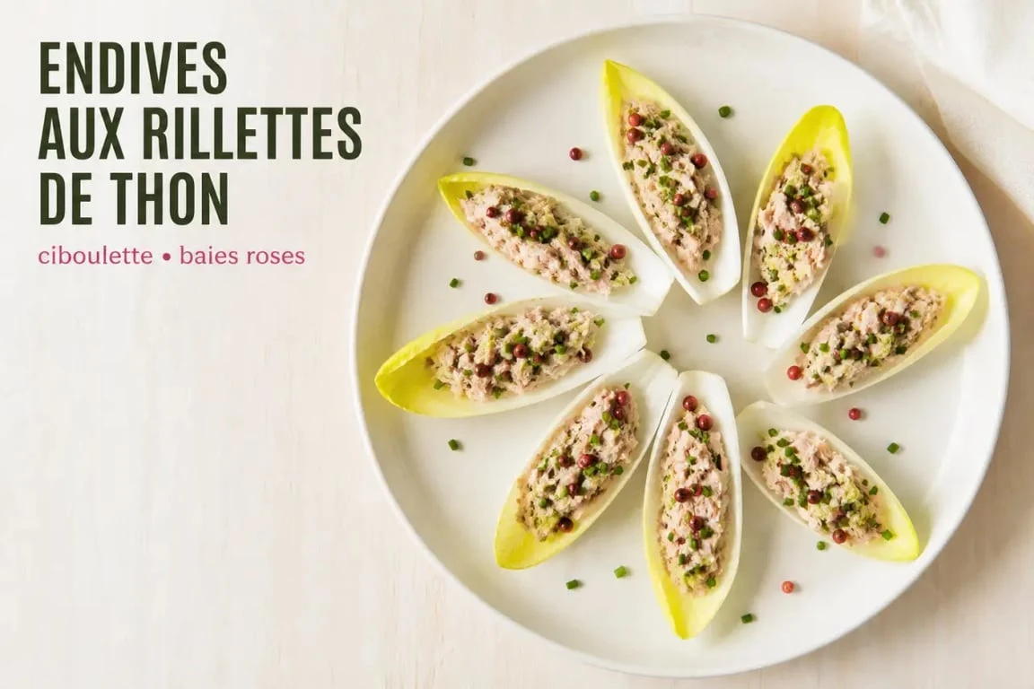 Feuilles d'endives garnies pour apéro, recette fraîche et croquante