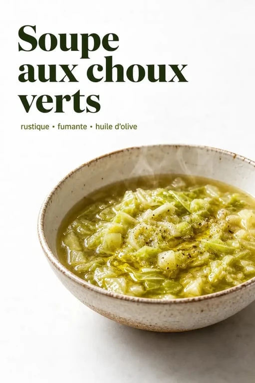 Soupe aux choux verts traditionnelle dans une assiette rustique