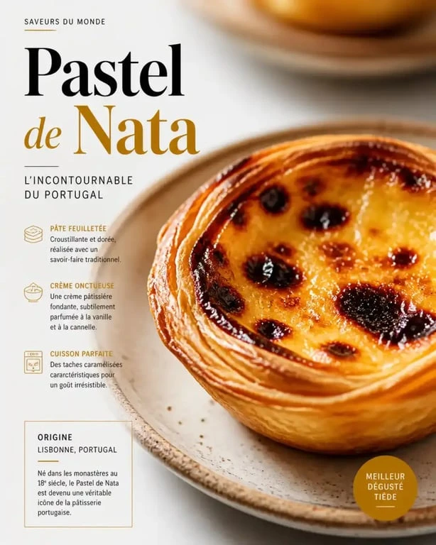 Pastel de Nata, le célèbre gâteau du Portugal, sur une assiette