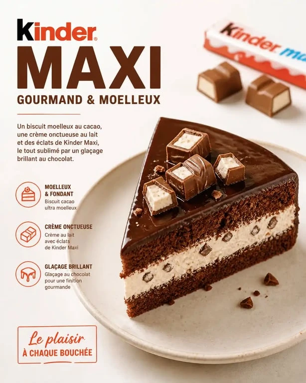 Gâteau Kinder Maxi maison gourmand et décoré