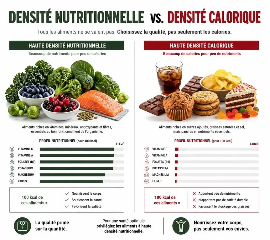 Infographie sur la densité nutritionnelle des aliments pour une alimentation équilibrée