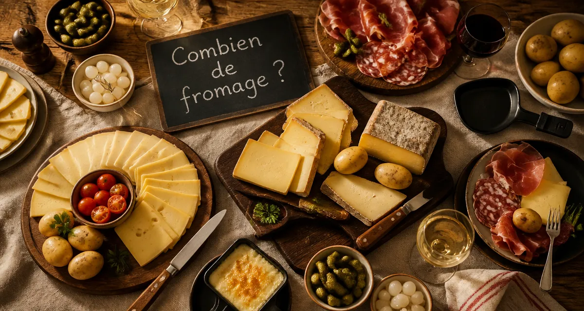 plateau fromage a raclette par personne sur table rustique