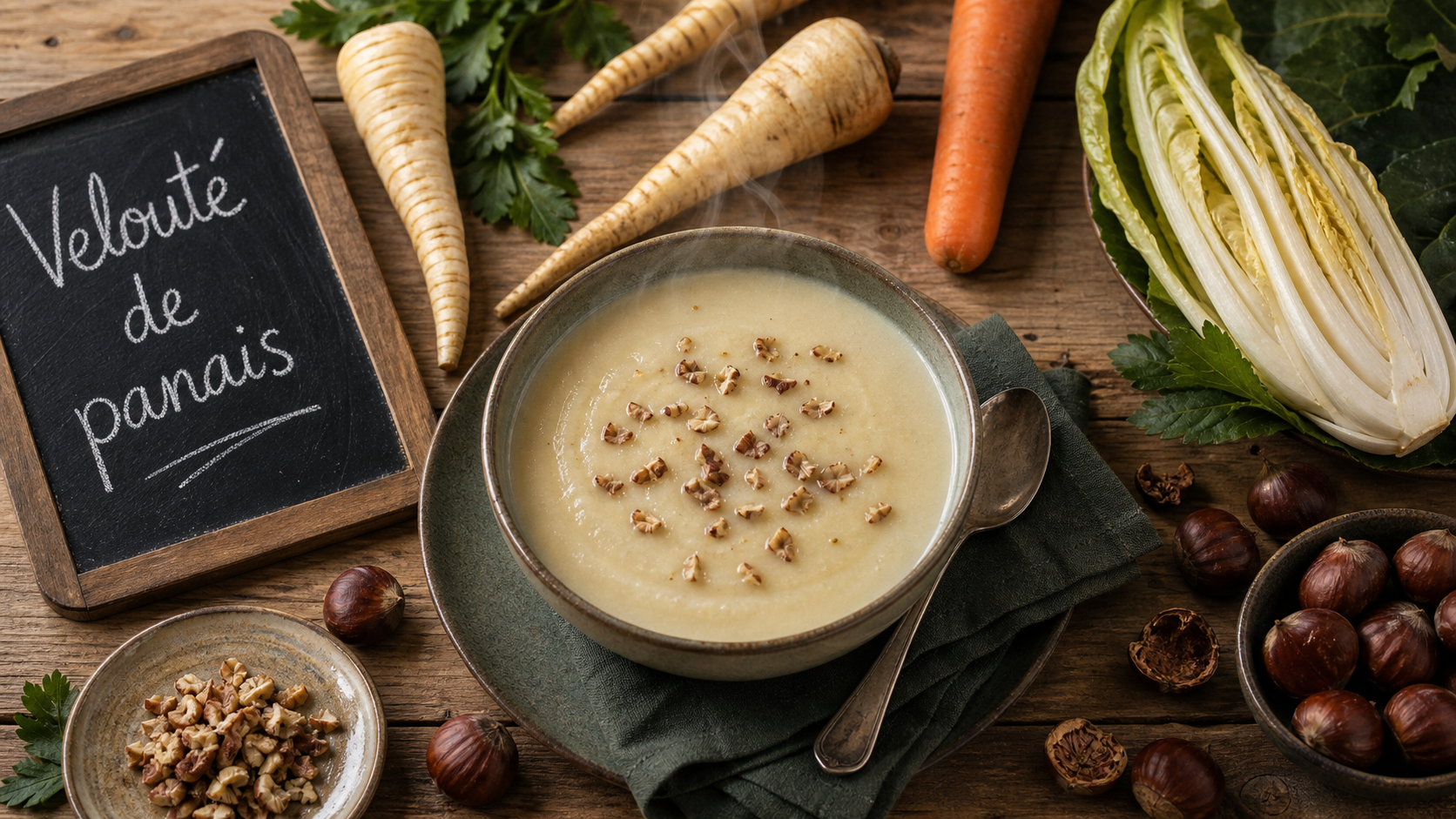 Légumes de saison janvier : velouté de panais aux châtaignes