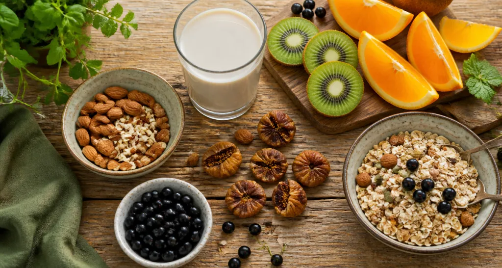les fruits riches en calcium assortis sur une table